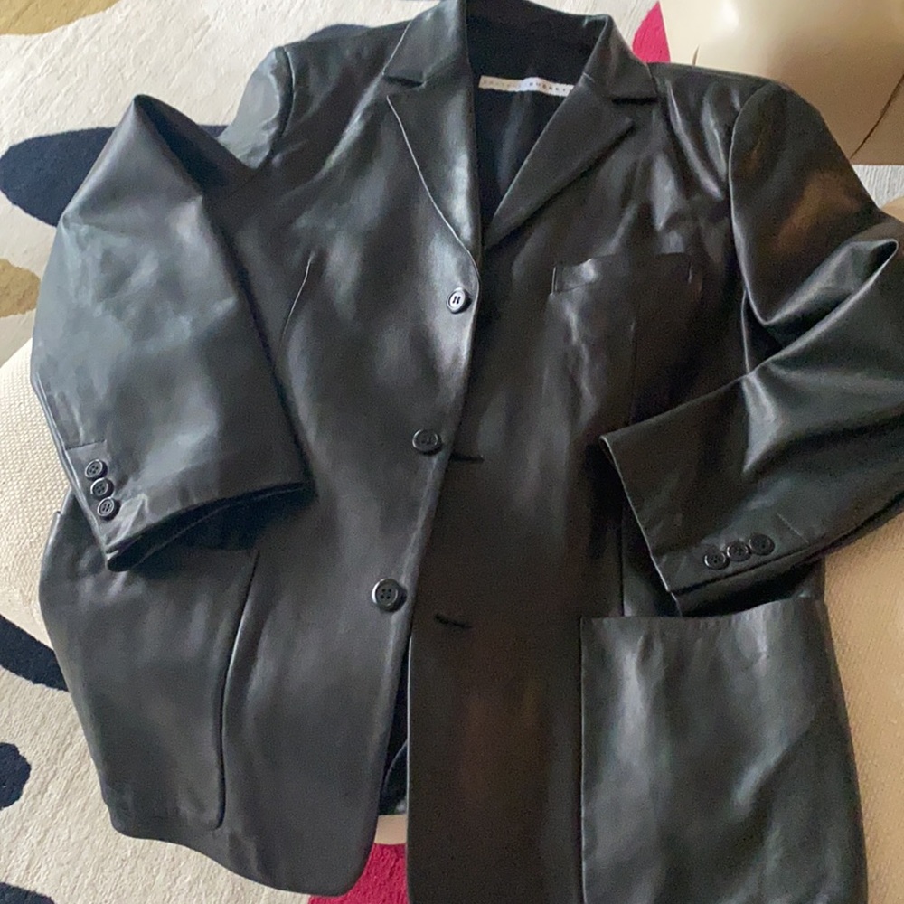 Men’s black leather blazer
